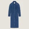 Abito a bozzolo in denim blu medio
