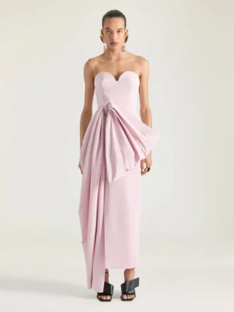 Abito bustier da sera in polyfaille con dettaglio fiocco