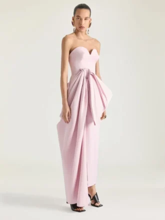 Abito bustier da sera in polyfaille con dettaglio fiocco