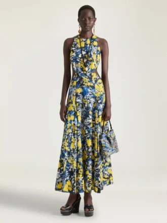 Abito con spacchi e stampa floreale