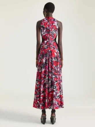 Abito con spacchi e stampa floreale