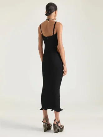 Abito con spacchi laterali in maglia a coste