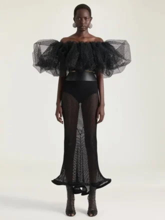 Abito con volant in rete