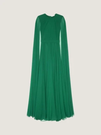 Abito da sera in crepé di seta con mantella