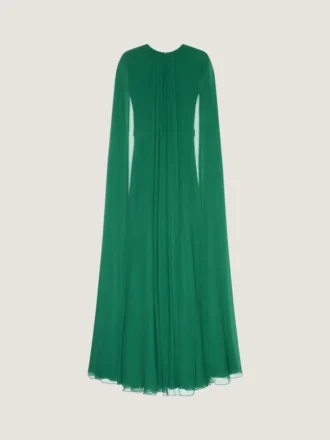 Abito da sera in crepé di seta con mantella