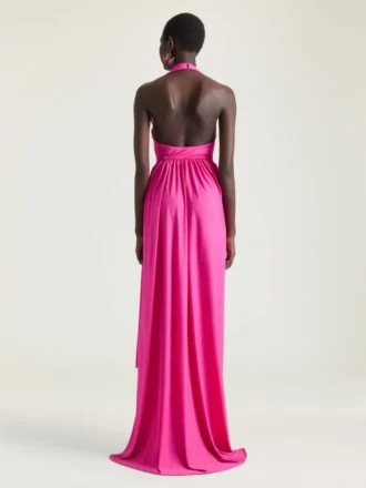 Abito drappeggiato con scollo all’americana in jersey