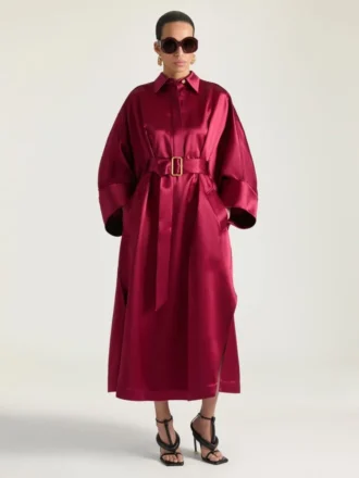 Abito lungo a bozzolo in raso