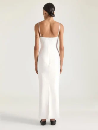 Abito lungo asimmetrico in crêpe cady