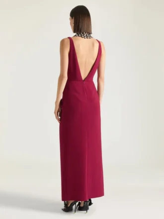 Abito lungo avvolgente in crêpe cady