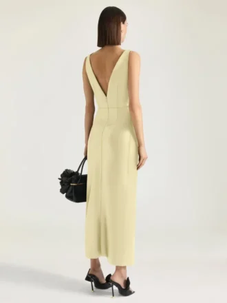 Abito lungo avvolgente in pelle