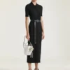 Abito midi a polo in maglia effetto seconda pelle