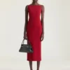 Abito midi asimmetrico in crêpe cady