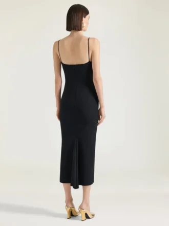 Abito midi asimmetrico in crêpe cady