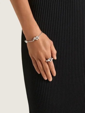 Anello Crystal Pearl in metallo, cristalli e perle