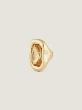 Anello scultoreo in metallo e cristallo