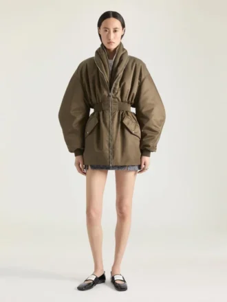 Bomber a clessidra con collo a scialle con cerniera in nylon