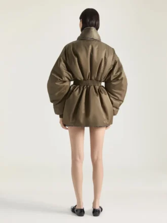 Bomber a clessidra con collo a scialle con cerniera in nylon