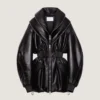 Bomber a clessidra con collo a scialle con zip in pelle Bomber a clessidra con collo a scialle con zip in pelle