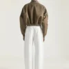 Bomber con collo a scialle con zip in nylon Bomber con collo a scialle con zip in nylon
