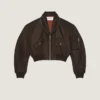 Bomber con collo a scialle con zip in nylon Bomber con collo a scialle con zip in nylon