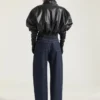Bomber con collo a scialle con zip in pelle nappa Bomber con collo a scialle con zip in pelle nappa