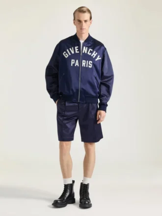 Bomber con cuciture couture in raso ricamato Givenchy Paris
