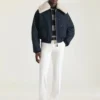 Bomber in cotone con collo in montone Bomber in cotone con collo in montone