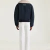 Bomber in cotone con collo in montone Bomber in cotone con collo in montone