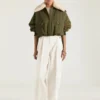 Bomber in cotone e lana con collo in montone Bomber in cotone e lana con collo in montone