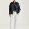 Bomber in pelle e raso con ricamo Givenchy Paris Bomber in pelle e raso con ricamo Givenchy Paris