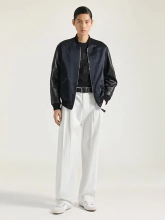 Bomber in pelle e raso con ricamo Givenchy Paris
