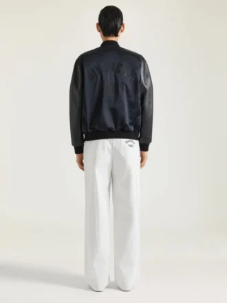 Bomber in pelle e raso con ricamo Givenchy Paris