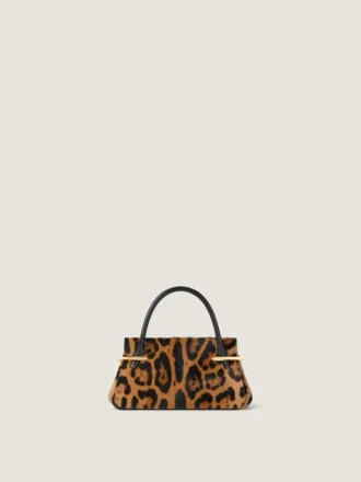 Borsa Mini Pinch in pelle effetto cavallino con motivo leopardato
