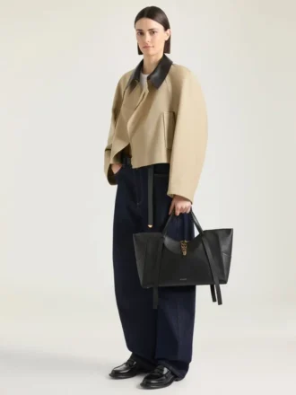 Borsa Snatch grande in pelle martellata
