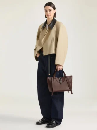 Borsa Snatch media in pelle martellata