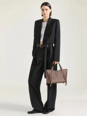 Borsa Snatch media in pelle martellata