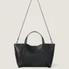 Borsa Snatch media in pelle martellata