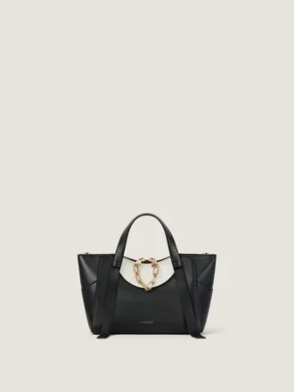 Borsa Snatch piccola in pelle bicolore martellata