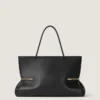 Borsa tote orizzontale a pieghe in pelle nappa Borsa tote orizzontale a pieghe in pelle nappa