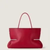Borsa tote orizzontale a pieghe in pelle nappa Borsa tote orizzontale a pieghe in pelle nappa