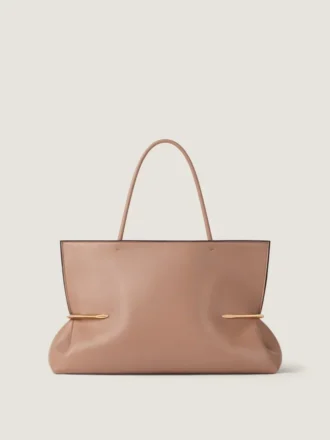 Borsa tote orizzontale a pieghe in pelle nappa Borsa tote orizzontale a pieghe in pelle nappa