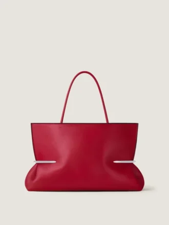 Borsa tote orizzontale a pieghe in pelle nappa Borsa tote orizzontale a pieghe in pelle nappa