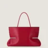 Borsa tote orizzontale a pieghe in pelle nappa Borsa tote orizzontale a pieghe in pelle nappa