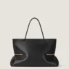 Borsa tote orizzontale a pieghe in pelle nappa Borsa tote orizzontale a pieghe in pelle nappa