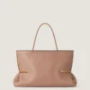 Borsa tote orizzontale a pieghe in pelle nappa Borsa tote orizzontale a pieghe in pelle nappa