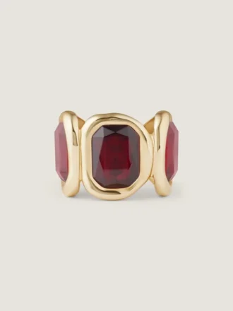 Bracciale rigido scultoreo in metallo e cristalli