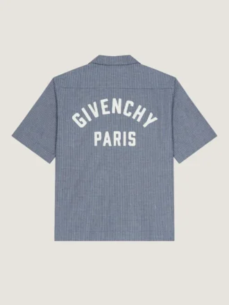 Camicia a quadri in cotone con ricamo Givenchy Paris