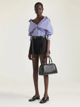 Camicia a righe con spacchi in popeline