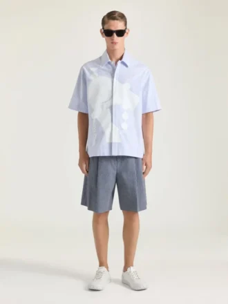 Camicia a righe in cotone con stampa surrealista