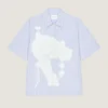 Camicia a righe in cotone con stampa surrealista Camicia a righe in cotone con stampa surrealista